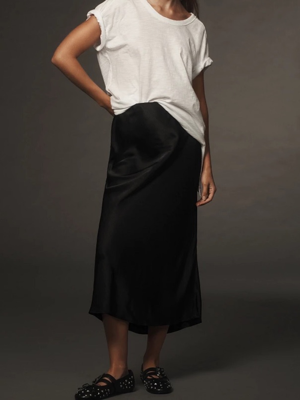 Black Tilda Midi Slip Skirt